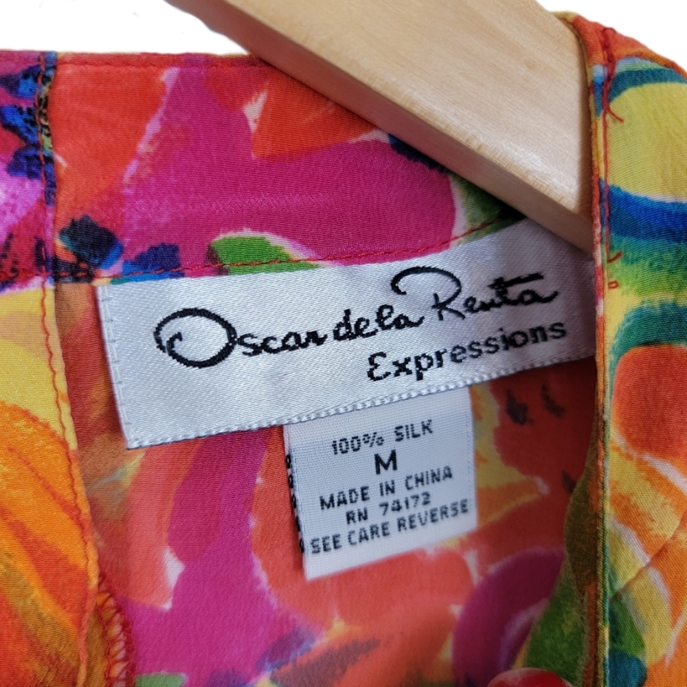 Oscar de la Renta Expressions Floral Silk Top - Picture 4 of 8